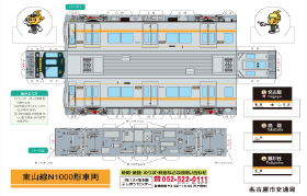 東山線N1000形ペーパークラフトイメージ